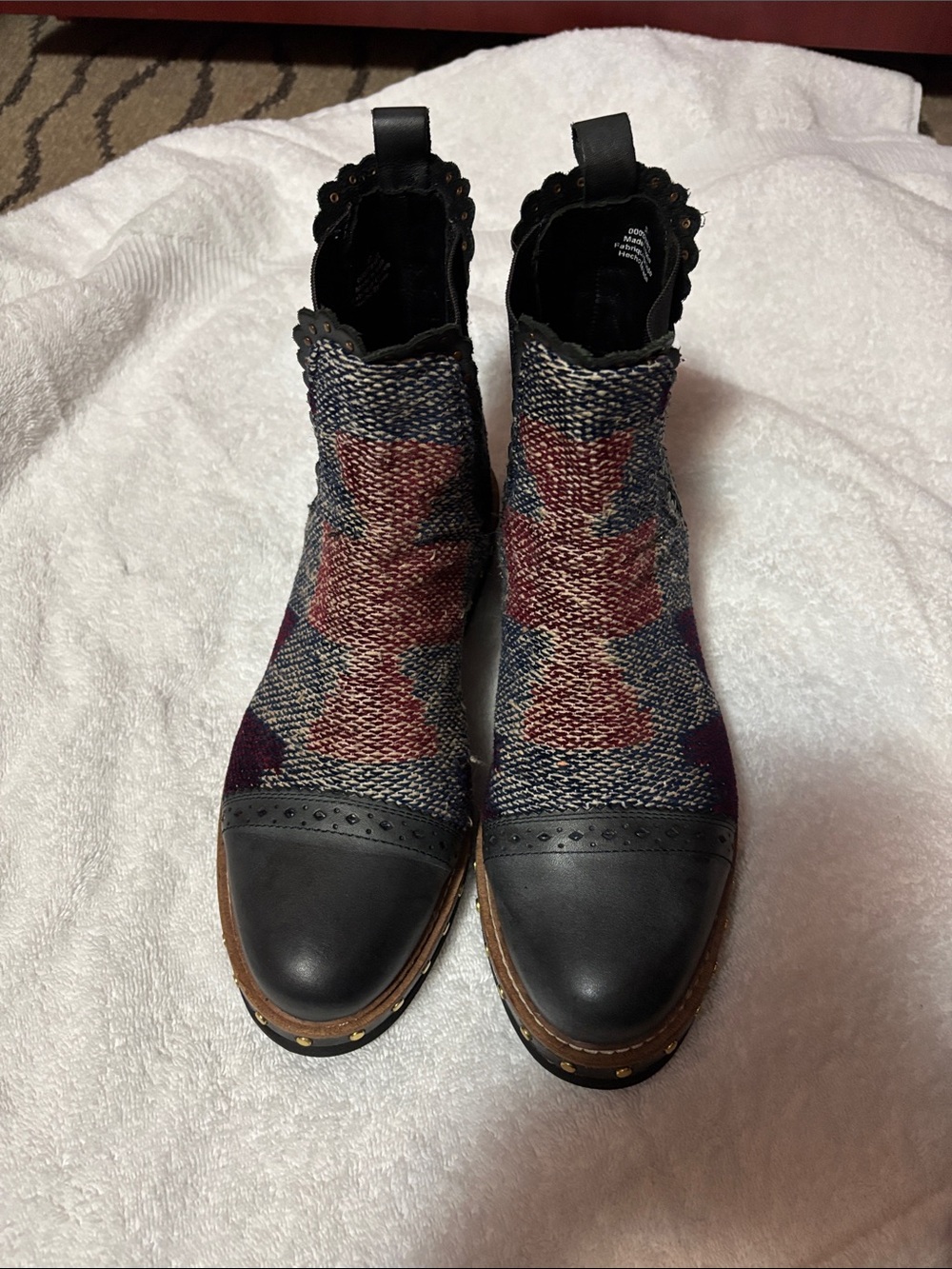 Free People Multicolor Woven Chelsea Boots with Black Toe